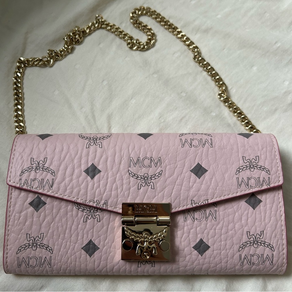 MCM Tracy Monogram Logo Wallet On Chain Crossbody Bag Purse WOC